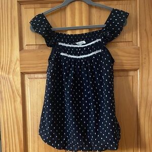 LOFT Embroidered Polka Dot Ruffle Strap Woven Camisole